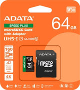 ADATA Speed Plus microSDXC UHS-I U3 A2 V30 Card with Adapter 64GB