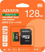 ADATA Speed Plus microSDXC UHS-I U3 A2 V30 Card with Adapter 128GB