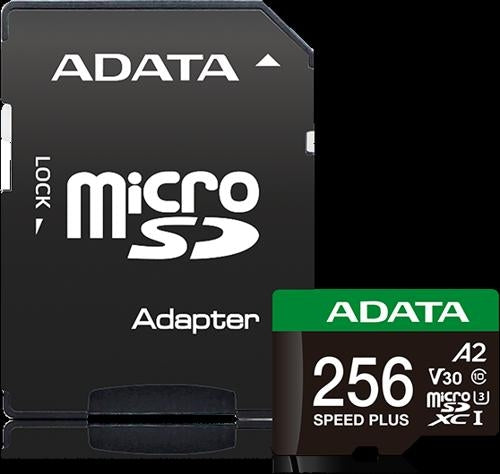 ADATA Speed Plus microSDXC UHS-I U3 A2 V30 Card with Adapter 256GB