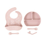 Silicone Plate With Straw & Spoon - Dusty Pink - All4Ella