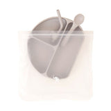 Silicone Plate With Straw & Spoon - Stone - All4Ella
