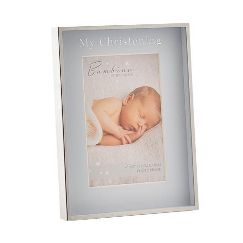 Baby Photo Frame - Bambino Christening Day Blue 4x6in