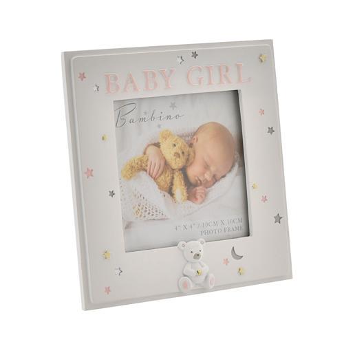 Baby Photo Frame - Bambino Resin Baby Girl 4x4in