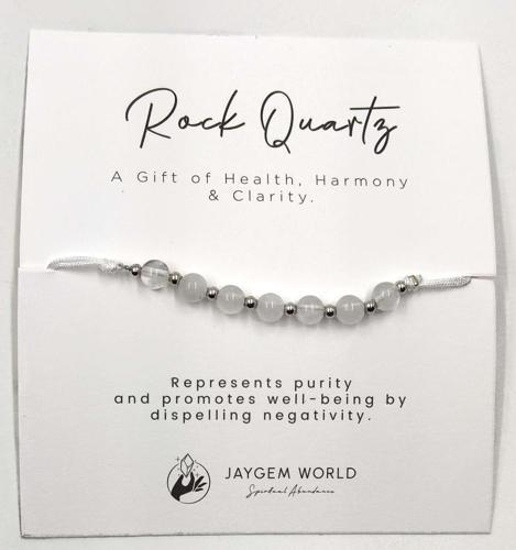 Clear Quartz Gemstone Bead Bracelet - Pack of 6