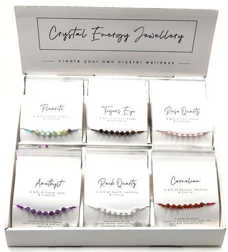 Clear Quartz Gemstone Bead Bracelet - Pack of 6