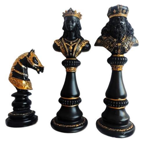 Black & Gold Imperial Chess Set - King Queen Knight