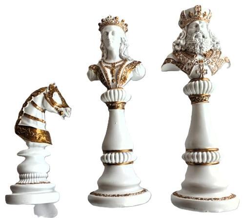 White & Gold Imperial Chess Set - King Queen Knight