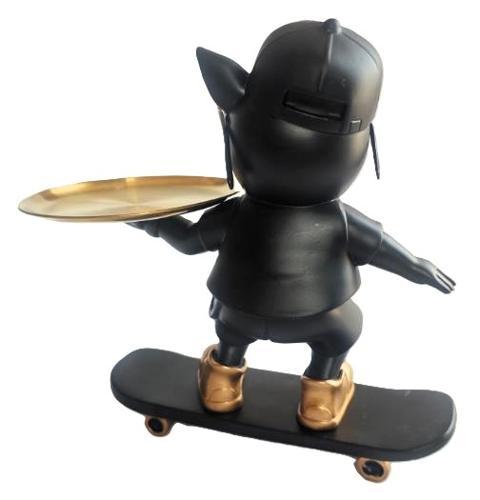 Bulldog on Skateboard Serving Plate Figurine 25cm