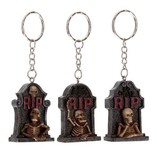 RIP Skeleton Tombstone Keyring - Pack of 6