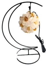 Crystal LED Moon Lamp - Yellow Fluorite & Clear Quartz