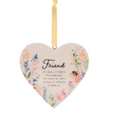 The Cottage Garden Floral Hanging Heart - Friend - Pack of 6