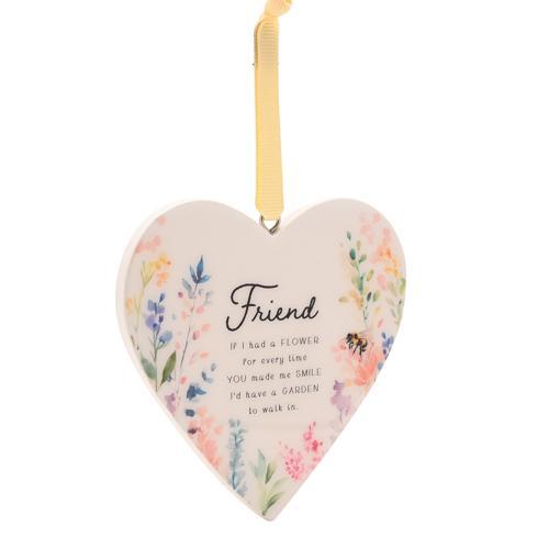 The Cottage Garden Floral Hanging Heart - Friend - Pack of 6