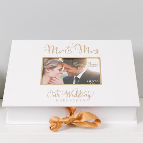 Mr & Mrs A4 Wedding Keepsake Box - Gold Foil