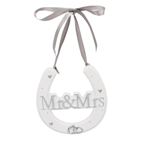 Mr & Mrs White Resin Wedding Horseshoe - Amore