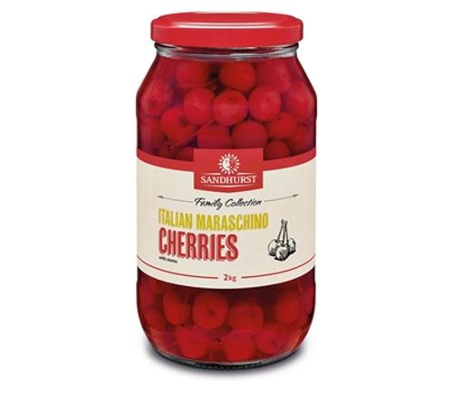 CHERRIES RED STEM ON MARASCHINO 1.9 KG  - Sandhurst