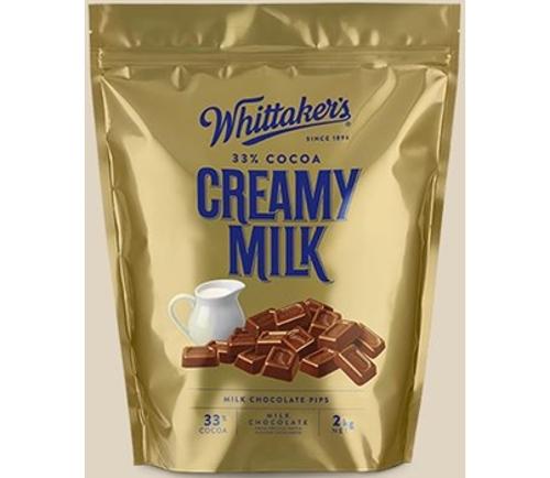 CREAMY MILK CHOC PIPS (33%)  - Whittakers - 2kg