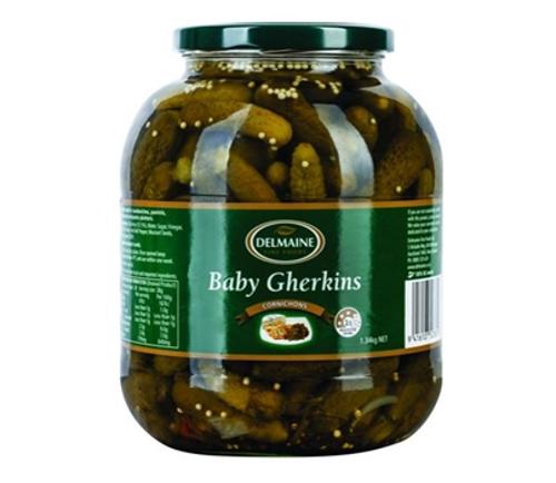 GHERKINS BABY CORNICHONS 1.34KG  - Delmaine