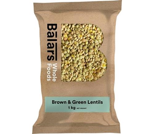 LENTILS BROWN & GREEN WHOLE 1KG  - Balars