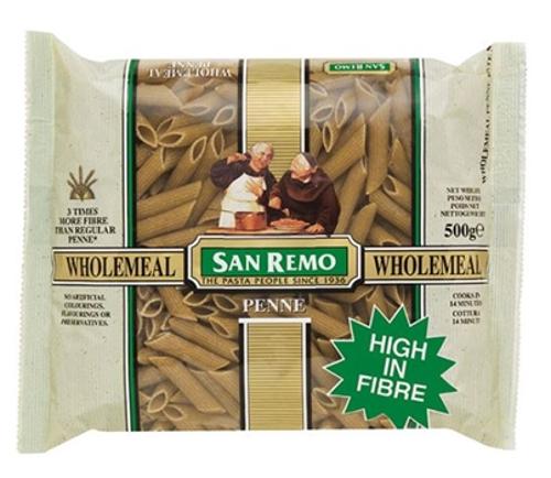PASTA PENNE WHOLEMEAL 500GM  - San Remo