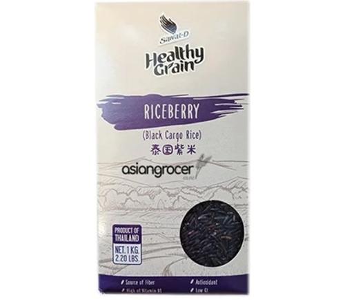 RICE BLACK LONG GRAIN CARGO 1KG  - Sawat-d