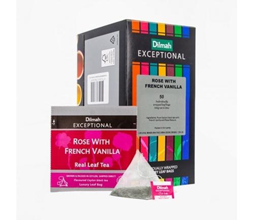 TEA BAGS ROSE W/FRENCH VANILLA EXCEPTIONAL ENV 50s  - Dilmah