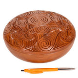 Carved Wooden Decorative Bowl with Carved Top 200mm