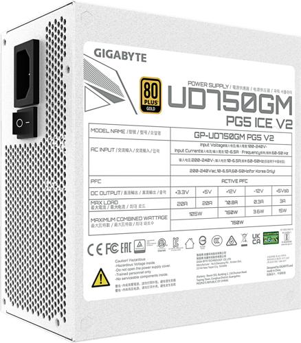 Gigabyte GP-UD750GM ICE 750W ATX Gold Full Modular PSU 5yr wty