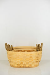 Set of 3 Wood Strip Rectangle Baskets