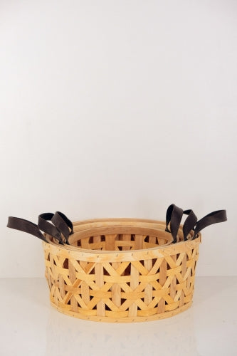 Set of 3 Wood Plait Round Baskets