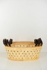 Set of 3 Wood Plait Rectangular Baskets - Size 43 × 32 × 16cmH