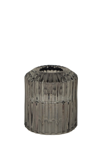 Ribbed Glass Candle Holder -  Smoke - Size 54D × 60mmH
 (Set of 6)