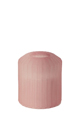 Ribbed Frosted Glass Candle Holder -  Dusty Rose - Size 54D × 60mmH
 (Set of 6)