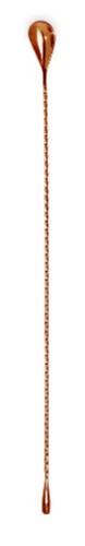 Copper mixing spoon with elegant Japanese design, 40cm long, perfect for stirring cocktails with style.