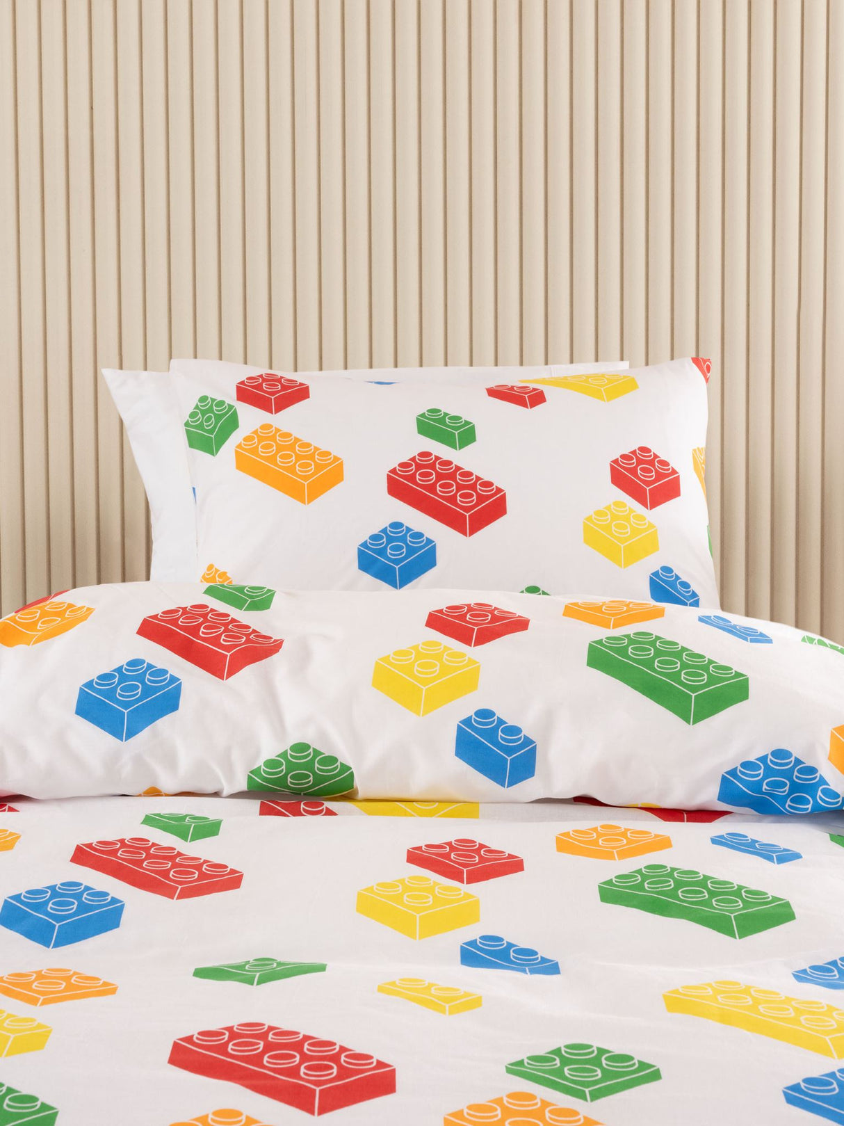 Double Duvet Cover Set - Block Party Duvet Cover Set by Squiggles - White