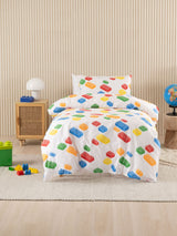 Single Duvet Cover Set - Block Party Duvet Cover Set by Squiggles - White