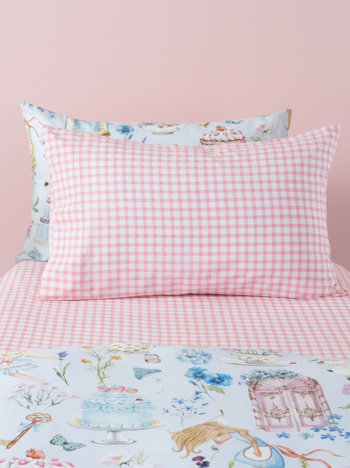 King Single - Charlie Fitted Sheet Set by Squiggles - Blush