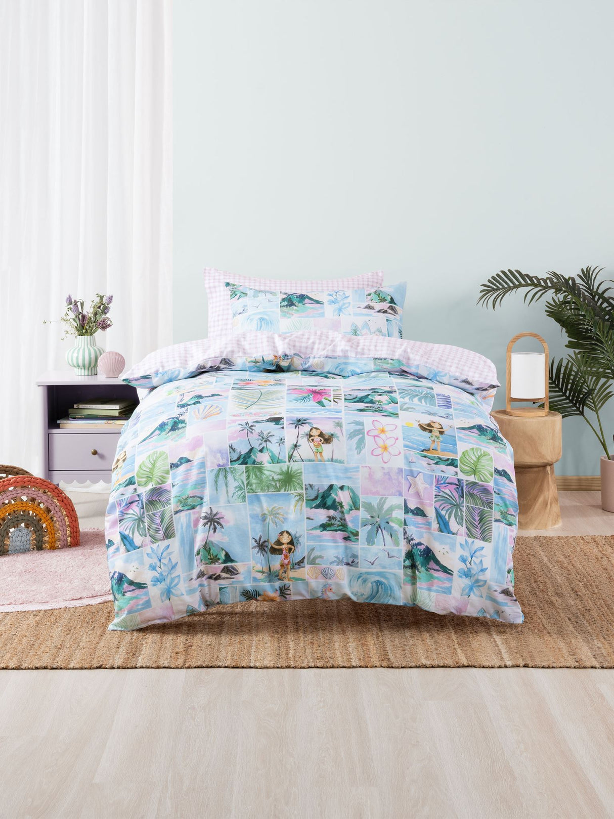 Double - Palm Paradise Duvet Cover Set by Squiggles