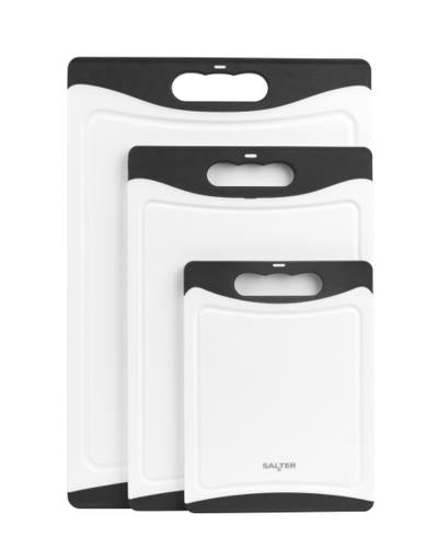 3-Piece Plastic Chopping Board Set Black/White – Salter BW13904