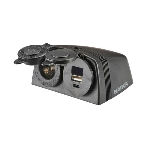 Heavy Duty Twin Accessory USB-A USB-C Socket Narva 81173BL