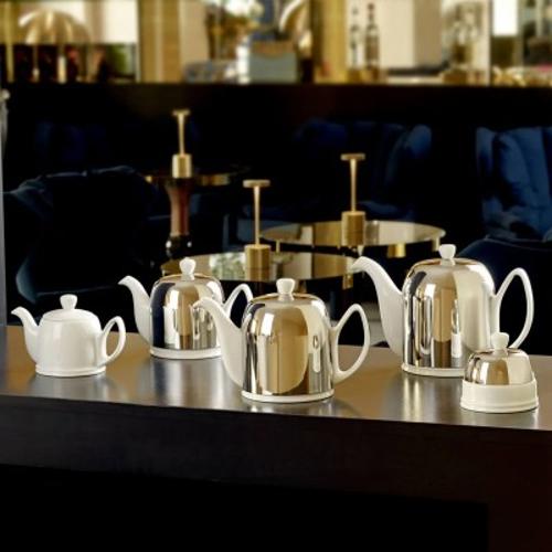 Degrenne Salam Classique White Teapot 6 Cups Mirror Cloche