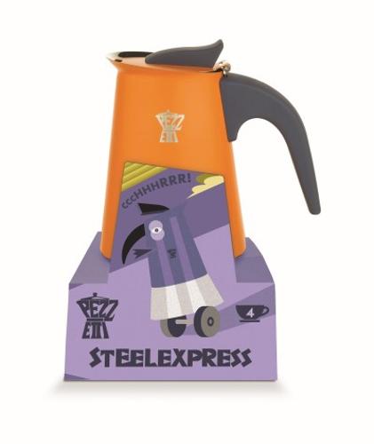 Pezzetti Steelexpress 6 Cup Stainless Steel Coffee Maker Orange Flame