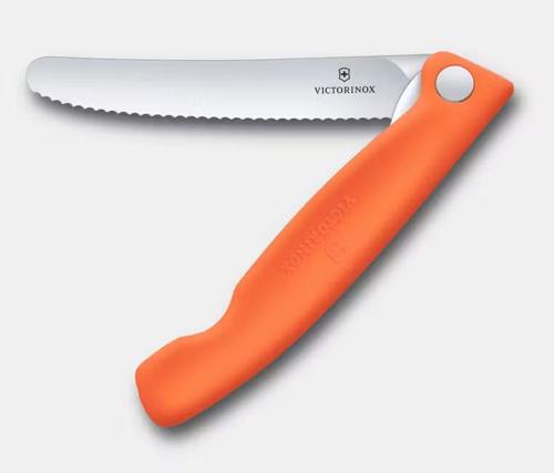Victorinox Folding Picnic Knife Wavy Blade Orange Handle
