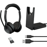 Jabra EVOLVE2 55 UC Stereo Headset - USB-A, Noise Canceling, Wireless/Bluetooth, Black