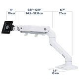Ergotron HX Desk Monitor Arm - Height Adjustable Monitor Mount for 49" Curved & LCD Displays - White
