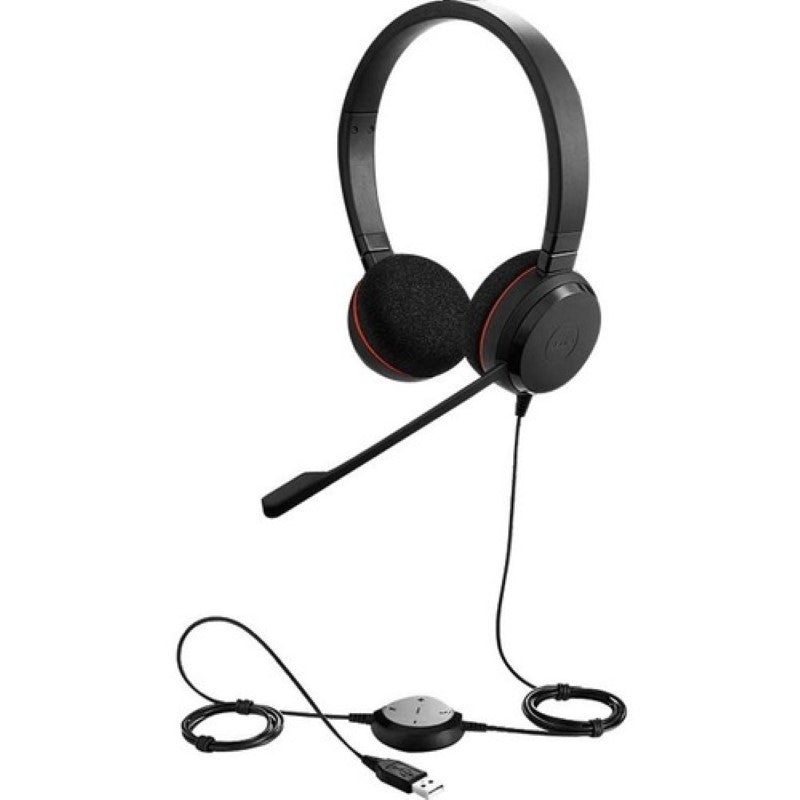 Jabra Evolve 20 Stereo USB-C Headset - Noise Cancelling, Comfortable Over-the-Head Design, Black