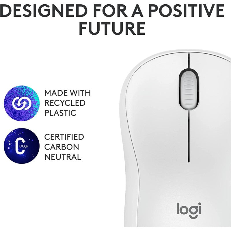 Logitech M240 Silent Bluetooth Mouse - Wireless, 4000 DPI, Compact Design, Off White