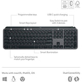 Logitech MX KEYS S Advanced Graphite Keyboard - High-Performance, Backlit, Ergonomic Design