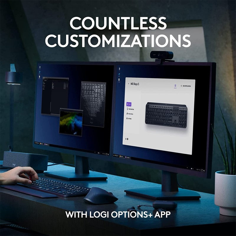Logitech MX KEYS S Advanced Graphite Keyboard - High-Performance, Backlit, Ergonomic Design