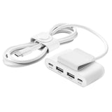 Belkin BOOSTCHARGE 4-Port USB Hub for fast, simultaneous charging of multiple devices like smartphones and tablets.