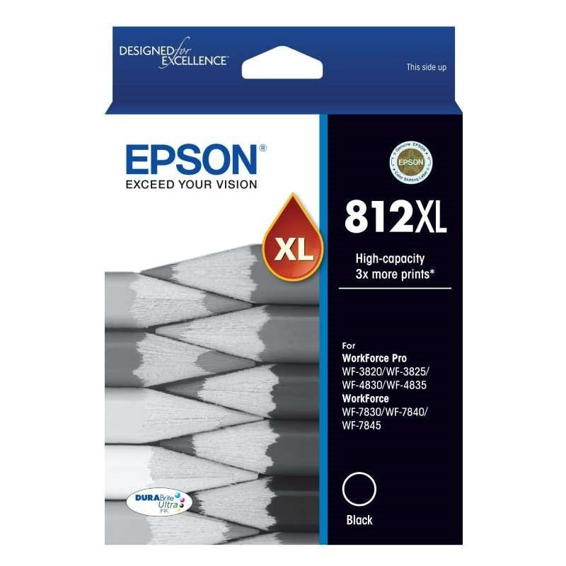 Epson DURABrite Ultra Original 812XL Black Ink Cartridge - High Yield for Epson Printers